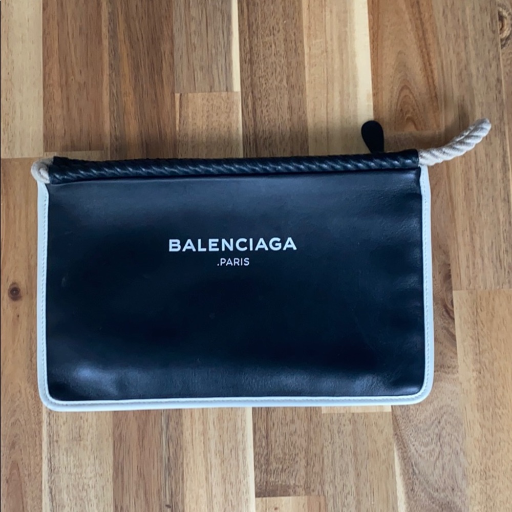 Balenciaga Rope Logo Pouch Leather Small